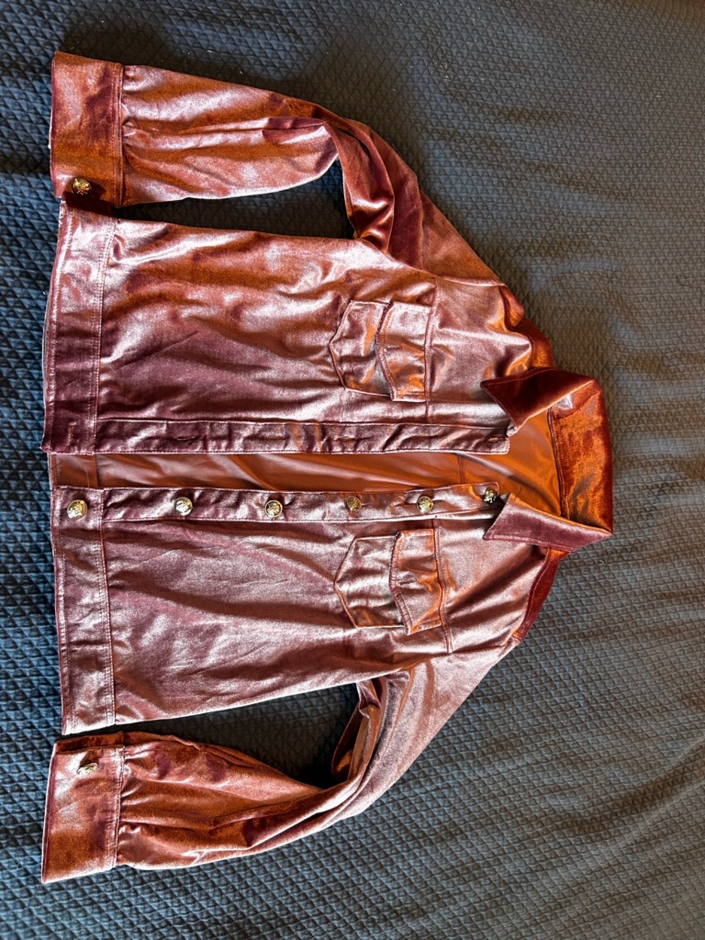 Metallic Wine Pink Women's Button-Front Jacket